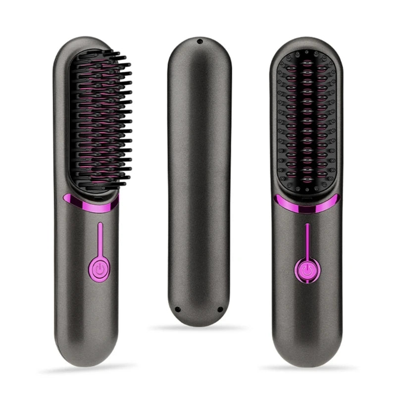 GlamGo – Cordless Straightening Brush for Effortless Travel Styling