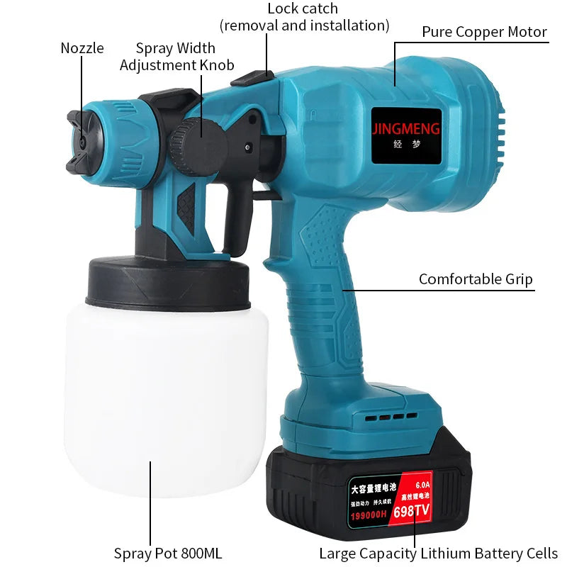 SprayMaster 800 – Cordless Electric Paint Sprayer for Precision Coating